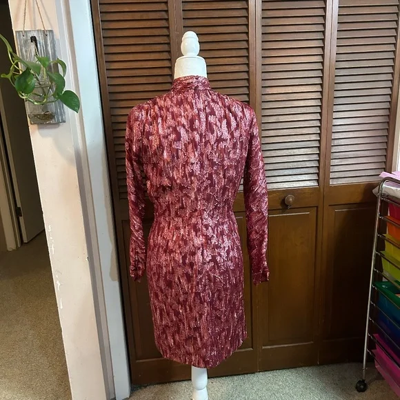 Jonathan Simkhai Metallic Vine Jacquard Mock Neck Dress - Picture 5 of 16